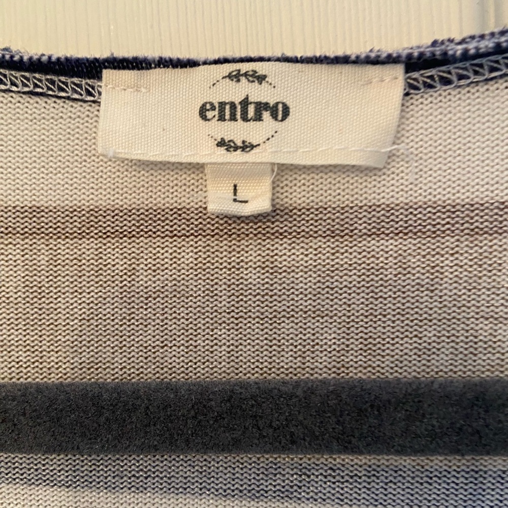 Boutique. Striped Brown and Blue Women's Top by “Entro” - Picture 3 of 8